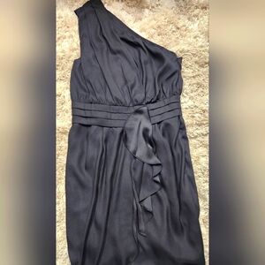 Womens BCBG Generation Black One Shoulder Pleated Dress with POCKETS